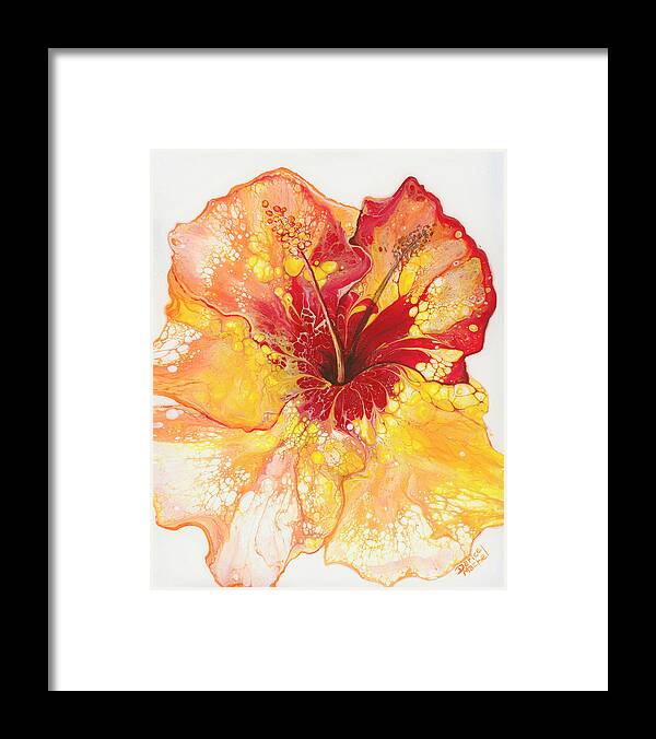 Hibiscus Framed Print featuring the painting Yellow and Red Hibiscus by Darice Machel McGuire