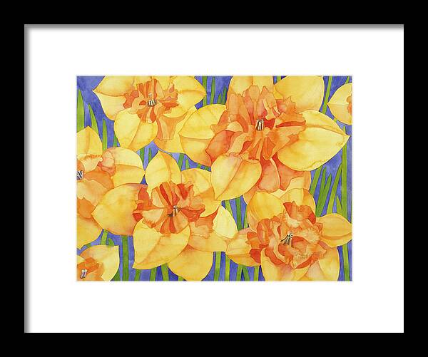Daffodils Framed Print featuring the painting Yellow Daffodils by Mary Russel