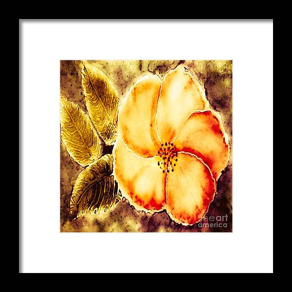 Yellow Framed Print featuring the painting Yellow Gold Lilly Monochrome Flower by Delynn Addams