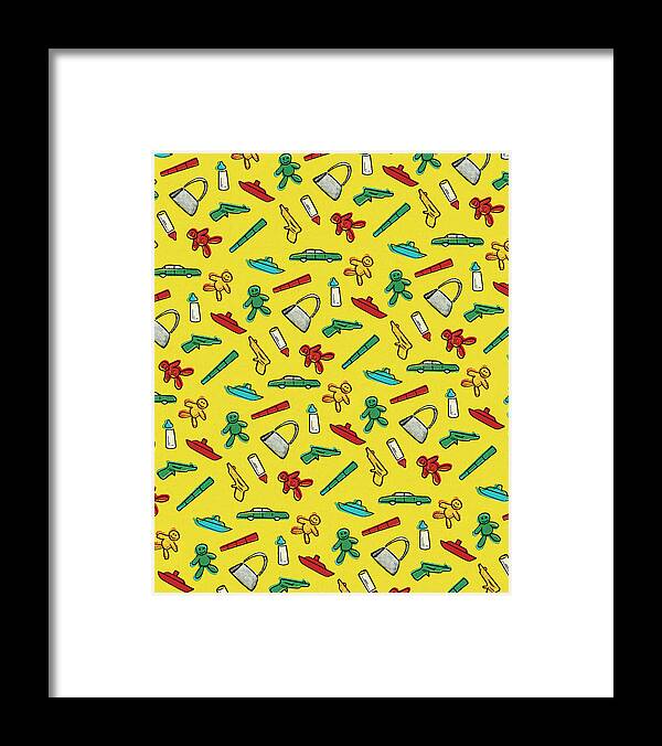 Background Framed Print featuring the drawing Yellow Pattern of Objects by CSA Images
