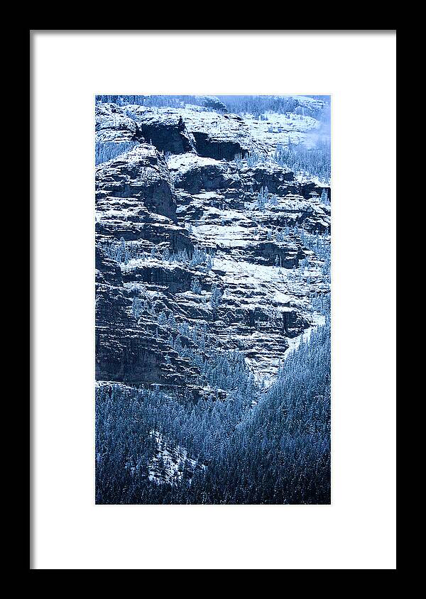 Yellowstone Framed Print featuring the photograph Yellowstone Cliffs First Snow by Ed Broberg