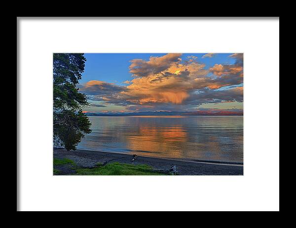 Yellowstone Framed Print featuring the photograph Yellowstone Lake Sunset by Greg Norrell