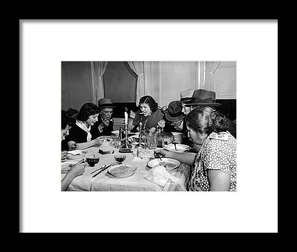 People Framed Print featuring the photograph Yetta Henner & Family Eat Dinner by Hansel Mieth