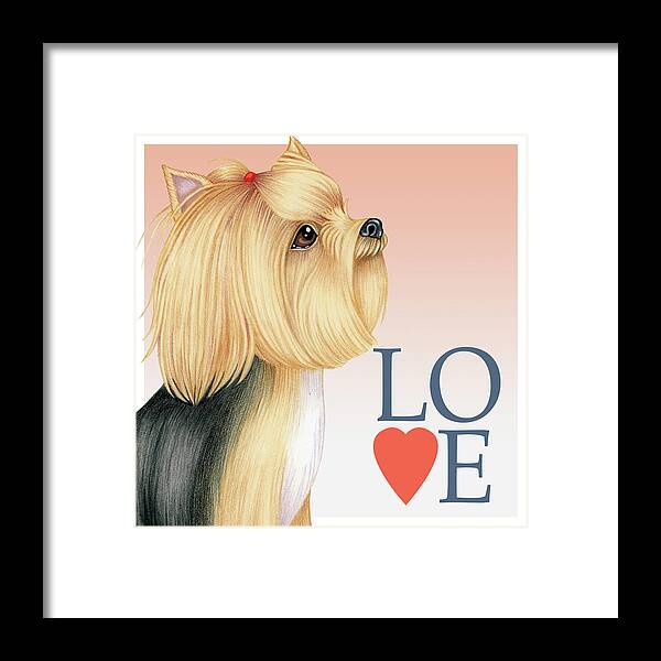 Yorkshire Terrier Love Framed Print featuring the mixed media Yorkshire Terrier Love by Tomoyo Pitcher