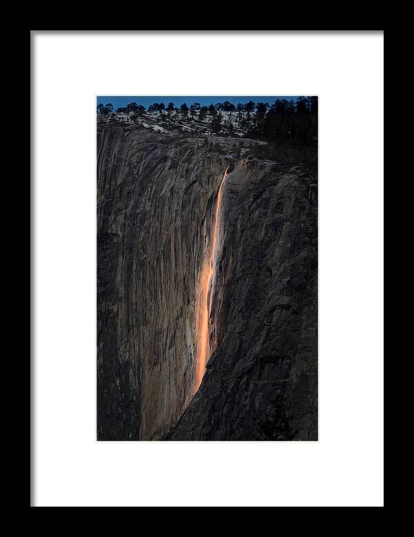 Yosemite Framed Print featuring the photograph Yosemite Horsetail Falls by Mike Thompson