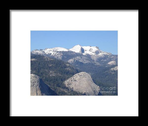 Yosemite Framed Print featuring the photograph Yosemite National Park Panoramic View Snow Capped Mountains by John Shiron