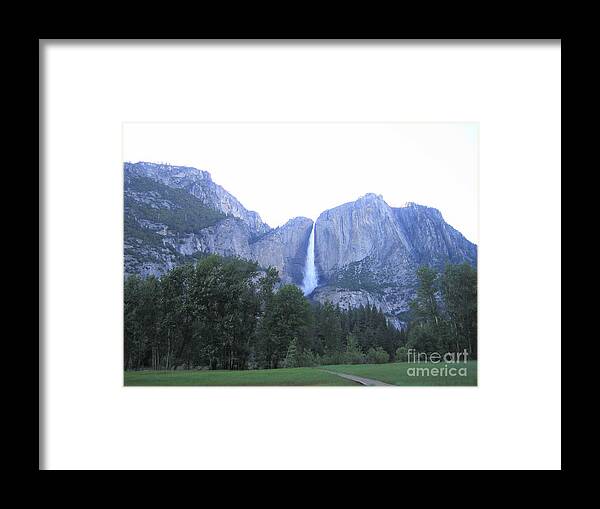Yosemite Framed Print featuring the photograph Yosemite National Park Waterfall at Sundown Mountain Range by John Shiron