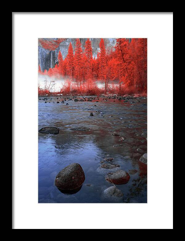 Yosemite Framed Print featuring the photograph Yosemite River in Red by Jon Glaser