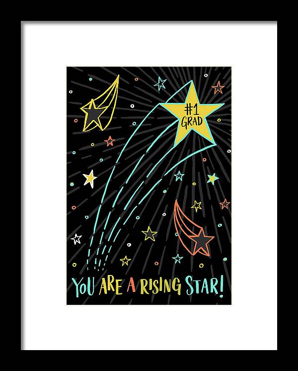 Graduation Framed Print featuring the painting You Are A Rising Star Grad Card by Jen Montgomery