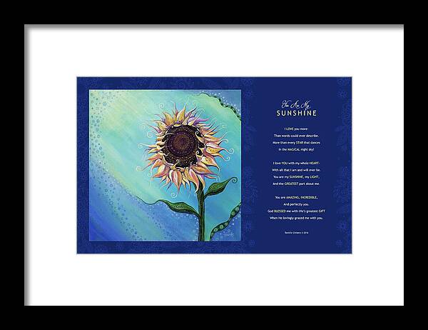 Sunflower Framed Print featuring the digital art You Are My Sunshine - Poetry by Tanielle Childers