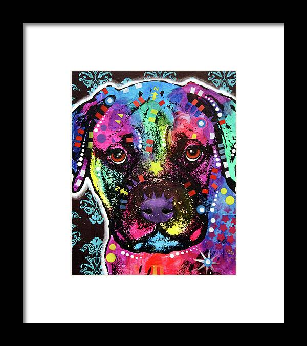 Young Bullmastiff Framed Print featuring the mixed media Young Bullmastiff by Dean Russo