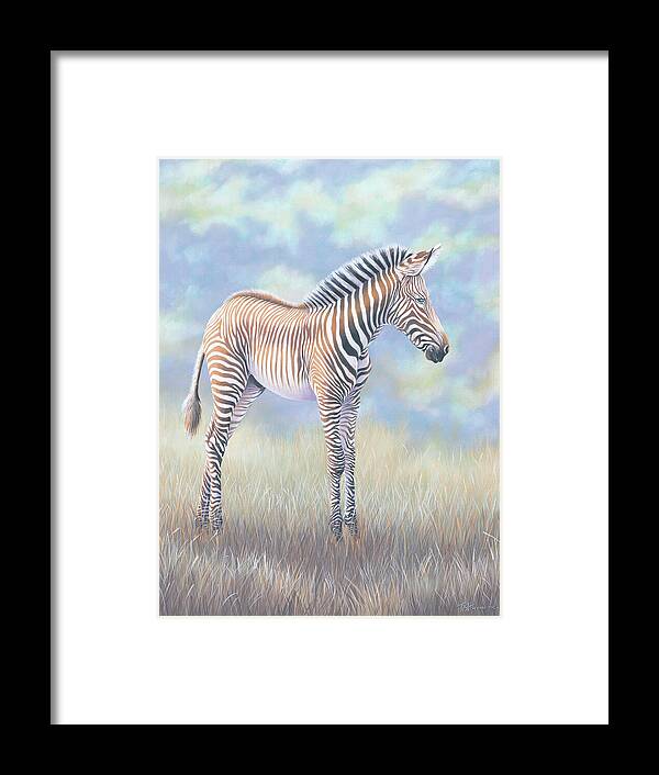 Grevy's Zebra Framed Print featuring the painting Young Grevy Zebra by Tish Wynne