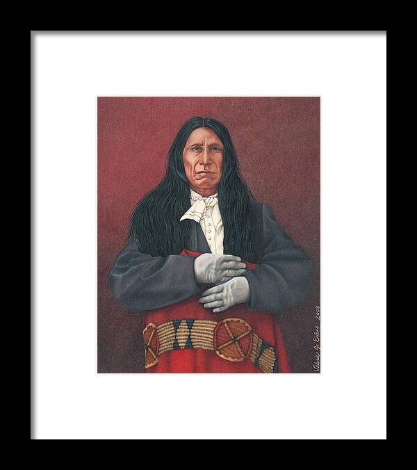 Native American Portrait. American Indian Portrait. Red Cloud. Framed Print featuring the painting Young Red Cloud by Valerie Evans