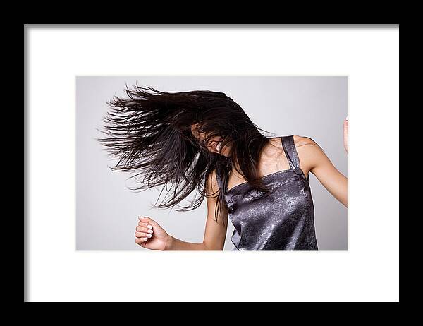 People Framed Print featuring the photograph Young Woman Flicking Hair, Smiling by Lucas Lenci Photo