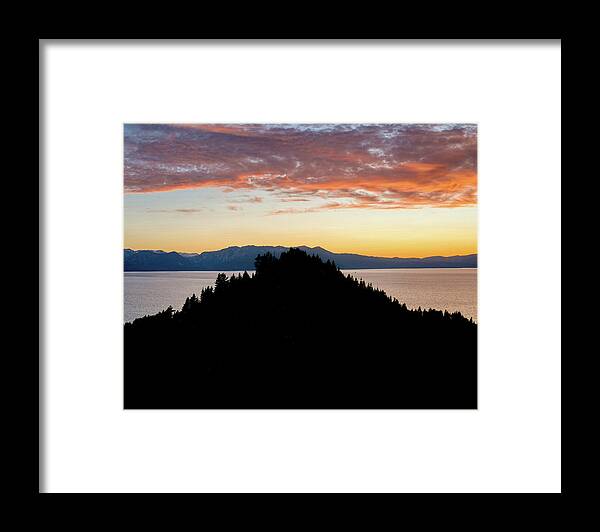 Lake Tahoe Framed Print featuring the photograph Zephyr Cove Lake Tahoe Sunset Silhouette by Anthony Giammarino