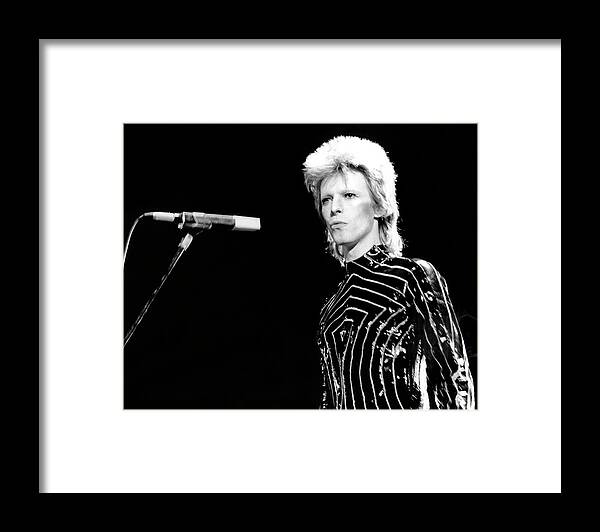 Ziggy Stardust - Persona Framed Print featuring the photograph Ziggy Stardust Era Bowie In La by Michael Ochs Archives