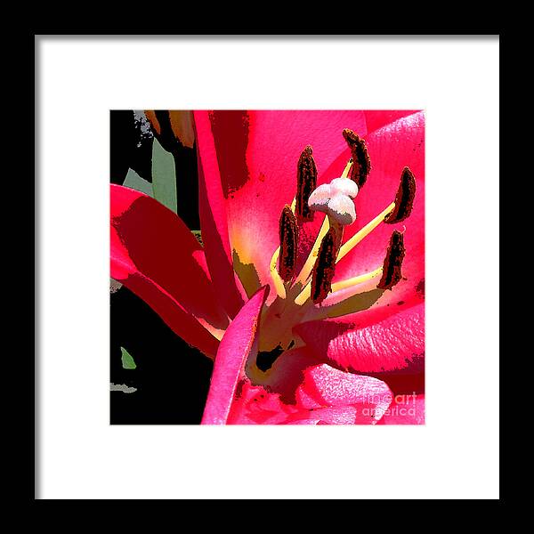 Lilies Framed Print featuring the digital art Hot Pink Lily by Marsha Young