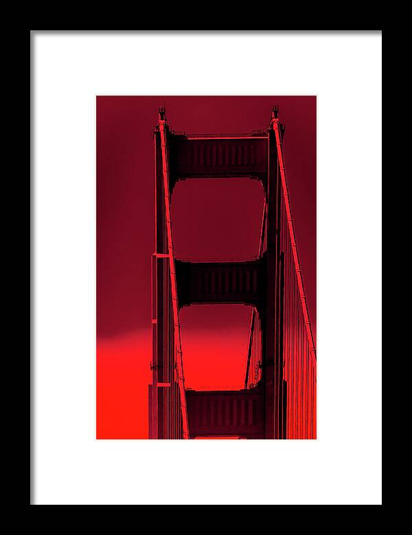 Architecture Framed Print featuring the photograph 0695 Red San Francisco Bridge California by Amyn Nasser Neptune Gallery