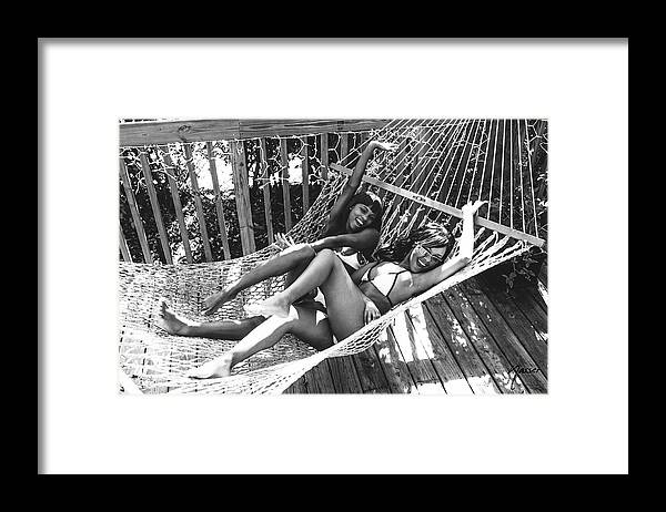 Two Girls Having Fun Fashion Photo Art Framed Print featuring the photograph 0809 Lilisha Dominique Cranes Delray Beach Fashion Art by Amyn Nasser
