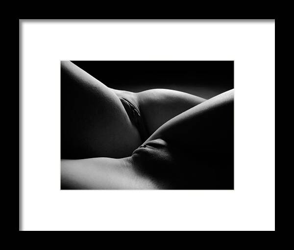 Two Women Framed Print featuring the photograph 0876 Black White Abstract Art Nude Two Women by Chris Maher