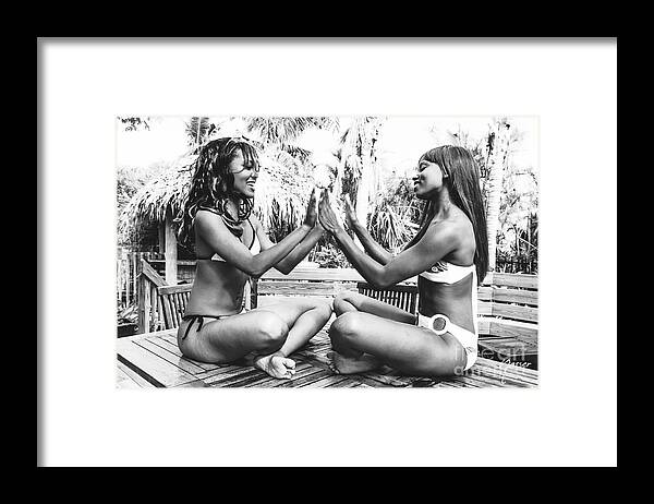 Two Girls Fun Fashion Photography Art Framed Print featuring the photograph 0882 Lilisha Dominique Girlfriend Fun Beach House by Amyn Nasser Fashion Photographer