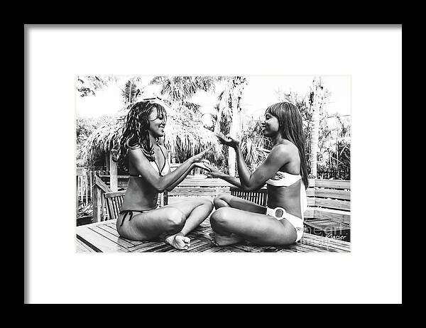Two Girls Fun Fashion Photography Art Framed Print featuring the photograph 0883 Lilisha Dominique Girlfriends Cranes Beach House Delray by Amyn Nasser Fashion Photographer