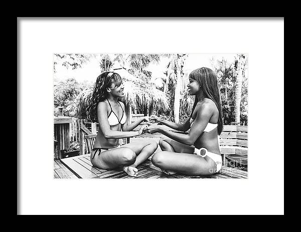Two Girls Fun Fashion Photography Art Framed Print featuring the photograph 0889 Lilisha Dominique Girl Fun Cranes Beach House by Amyn Nasser