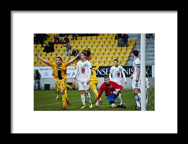 Ac Horsens Framed Print featuring the photograph 18:30 NordicBet Liga AC Horsens - Hobro by Lars Ronbog
