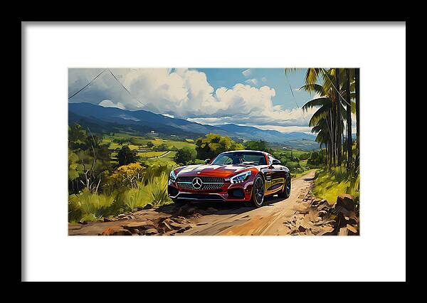 2014 Mercedes Benz Amg Gt S 4.0l V8 Twin Turboc Art Framed Print featuring the painting 2014 Mercedes Benz AMG GT S 4.0L V8 twin turboc by Asar Studios #1 by Celestial Images