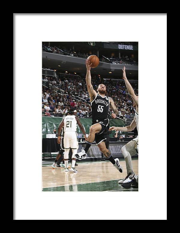 Mike James Framed Print featuring the photograph 2021 NBA Playoffs - Brooklyn Nets v Milwaukee Bucks #1 by Gary Dineen