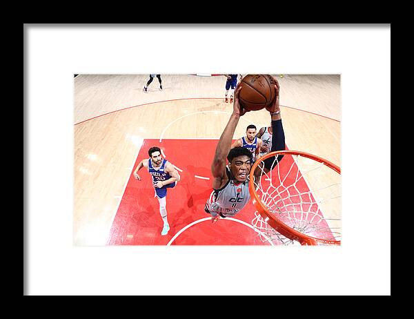Playoffs Framed Print featuring the photograph 2021 NBA Playoffs - Philadelphia 76ers v Washington Wizards by Ned Dishman
