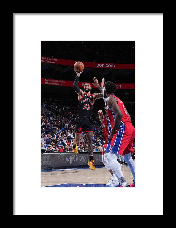 Gary Trent Jr Framed Print featuring the photograph 2022 NBA Playoffs - Toronto Raptors v Philadelphia 76ers by Jesse D. Garrabrant
