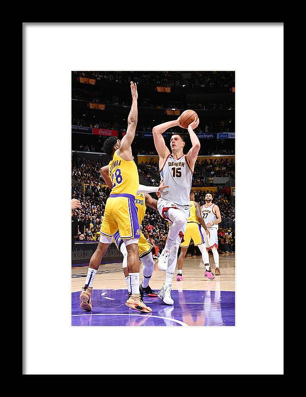 Playoffs Framed Print featuring the photograph 2023 NBA Playoffs - Denver Nuggets v Los Angeles Lakers #1 by Andrew D. Bernstein