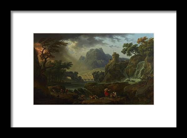 A Mountain Landscape With An Approaching Storm, 1775 Framed Print by Claude-Joseph Vernet