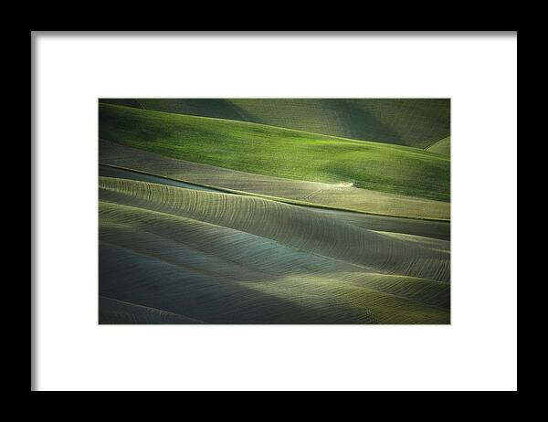 Plowing Framed Print featuring the photograph Abstract landscape in Tuscany #1 by Stefano Orazzini