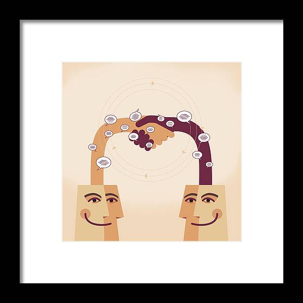 People Framed Print featuring the drawing Agreement #1 by Enisaksoy
