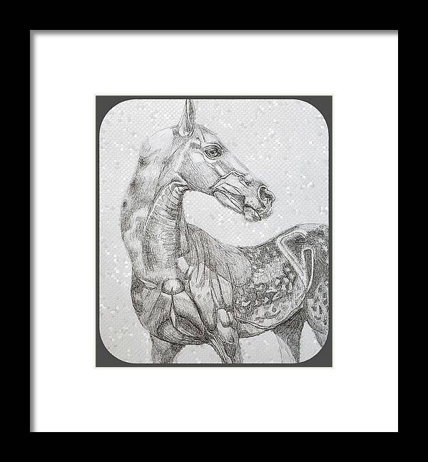 Horse Illustration Framed Print featuring the drawing Akhal-Teke Horse #1 by Equus Artisan