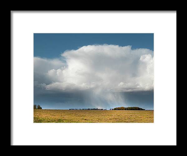 Storm Framed Print featuring the photograph Alberta prairie storm by Karen Rispin
