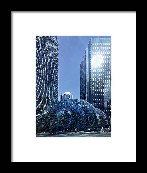 Architecture Framed Print featuring the photograph Amazon Spheres #2 by Jerry Abbott