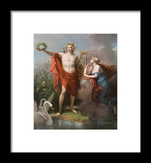 Charles Meynier Framed Print featuring the painting Apollo, God of Light, Eloquence, Poetry and the Fine Arts with Urania, Muse of Astronomy by Charles Meynier