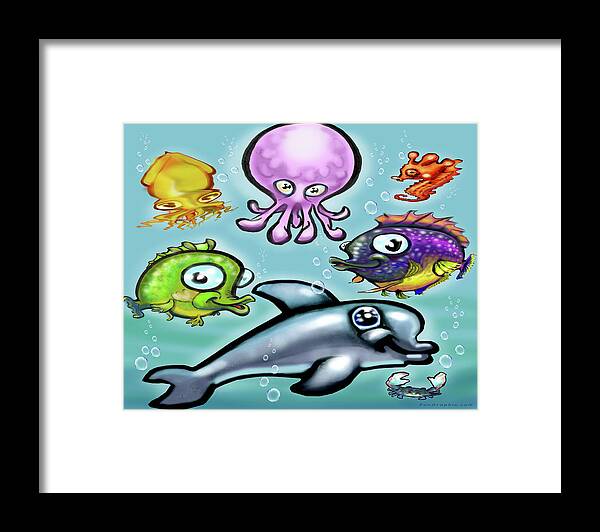 Baby Framed Print featuring the digital art Aqua Babies #1 by Kevin Middleton
