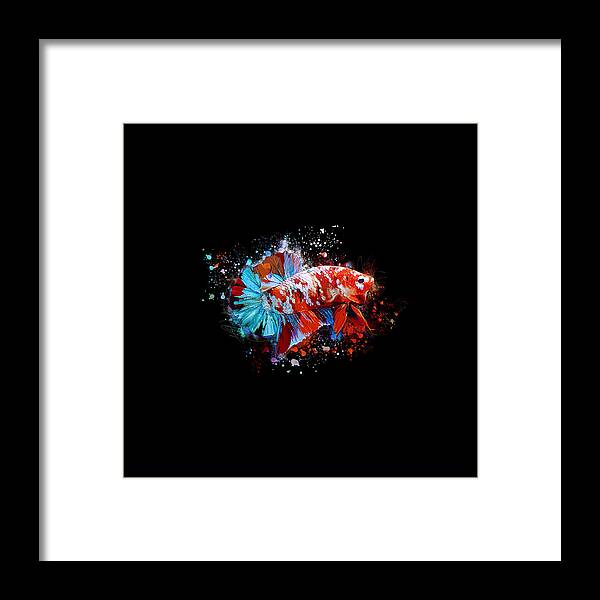 Artistic Framed Print featuring the digital art Artistic Galaxy Koi Betta Fish by Sambel Pedes