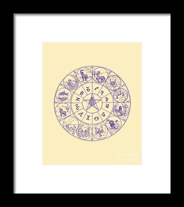 Zodiac Framed Print featuring the digital art Astrology Chart #1 by Madame Memento