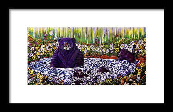Bear Framed Print featuring the painting Bear Pond #1 by David Sockrider