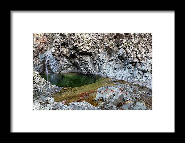 River Framed Print featuring the photograph Beautiful waterfall splashing in the canyon Troodos Cyprus by Michalakis Ppalis