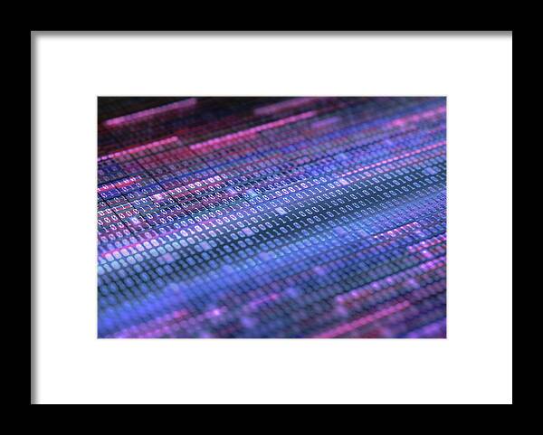 Technology Framed Print featuring the drawing Binary code, illustration #1 by Ktsdesign/science Photo Library
