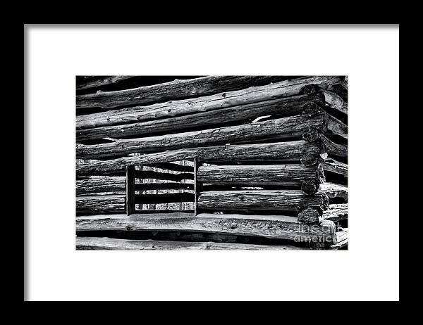 Cades Cove Framed Print featuring the digital art Black and White Cabin #1 by Phil Perkins