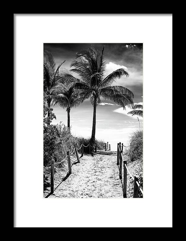Florida Framed Print featuring the photograph Black Florida Series - Boardwalk Beach #1 by Philippe HUGONNARD