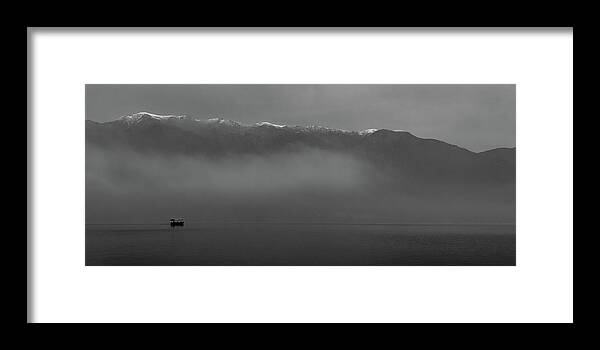 Lake Framed Print featuring the photograph Boat on Lake Kerkini by Ioannis Konstas
