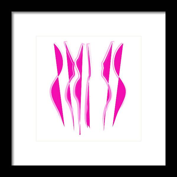 Bold Pink Abstract Curvy Lines Framed Print featuring the digital art Bold Pink Abstract Curvy Lines by Bob Pardue